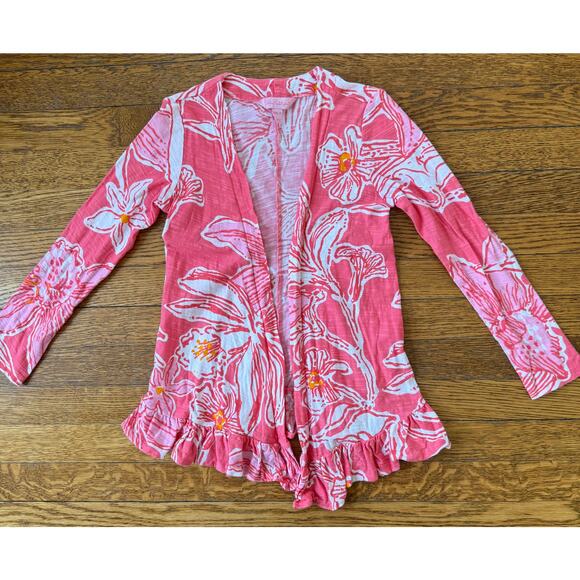 Lilly Pulitzer Girls' Pink Open Front Top Size 6-7 - Picture 1 of 4